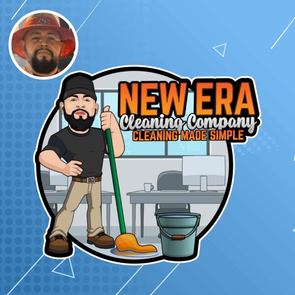cartoon cleaning services logo design