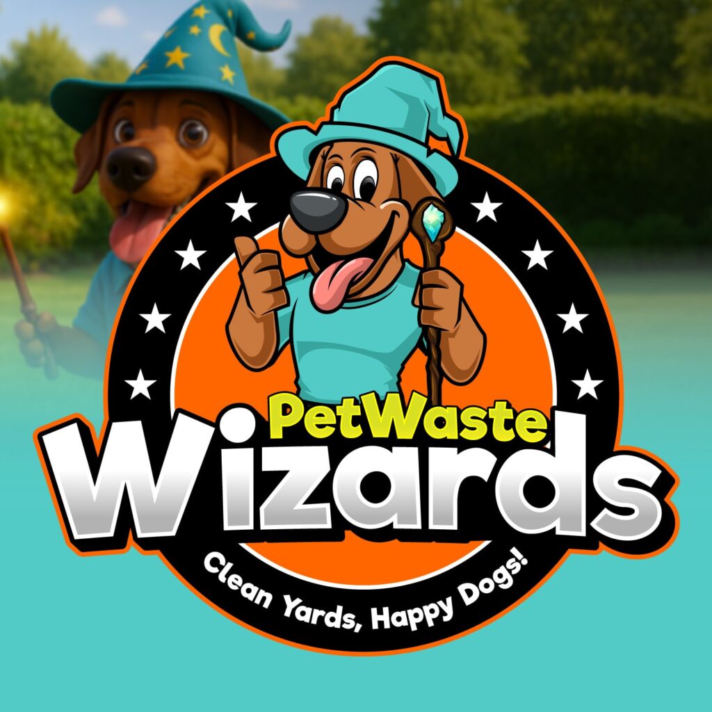 custom cartoon logo design for pet waste removal business