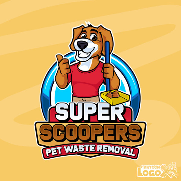 poop cleaning cartoon logo design