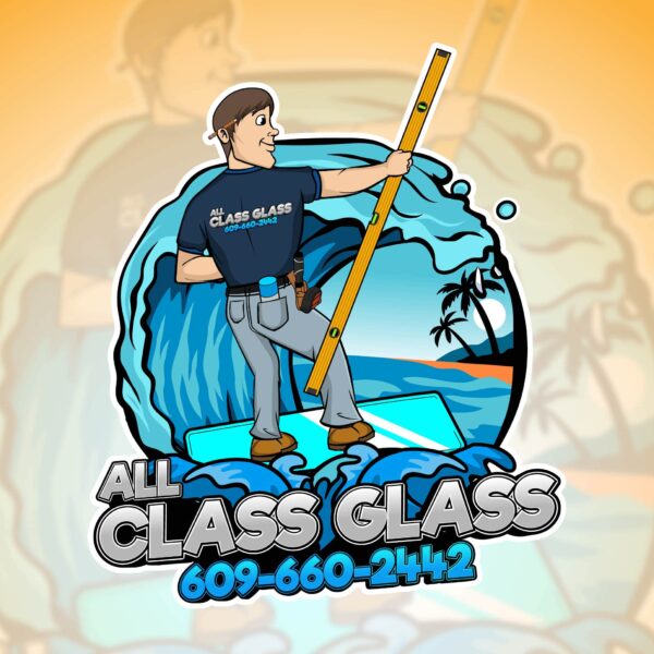 glass cleaning cartoon handyman logo design