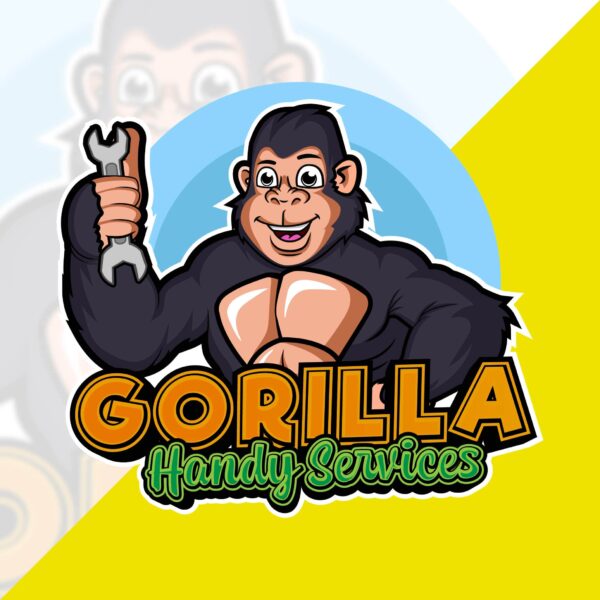 gorilla cartoon handyman logo design