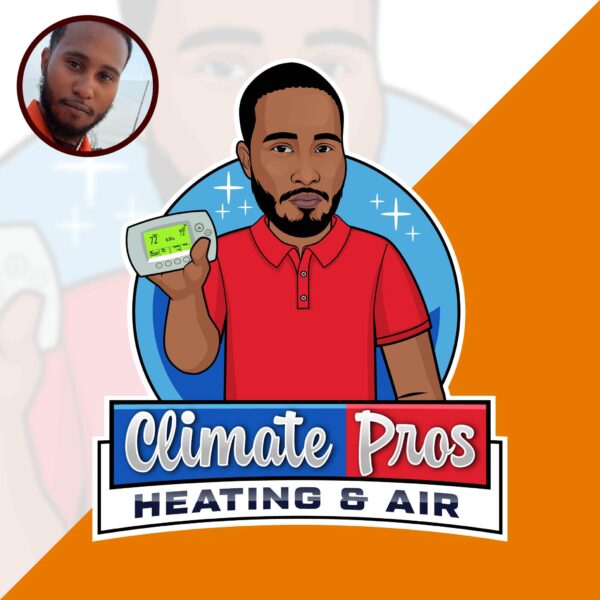 heating air cartoon handyman logo design