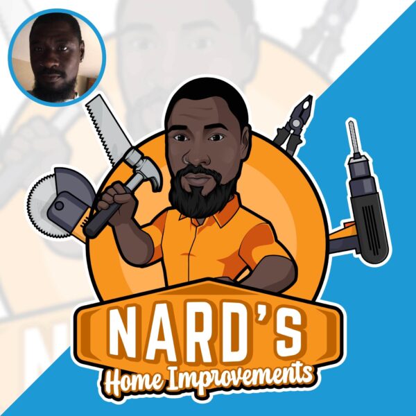 home repair cartoon handyman logo design