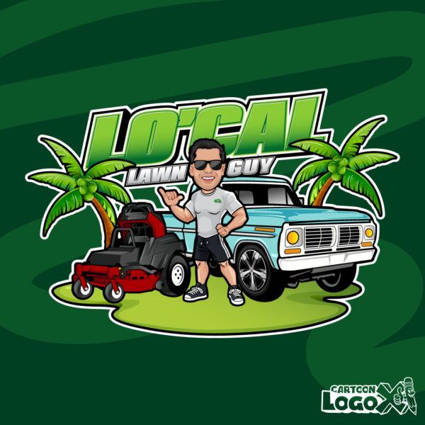 lawn care cartoon logo design