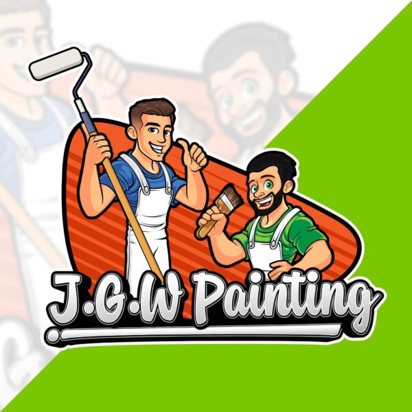 painter cartoon handyman logo design